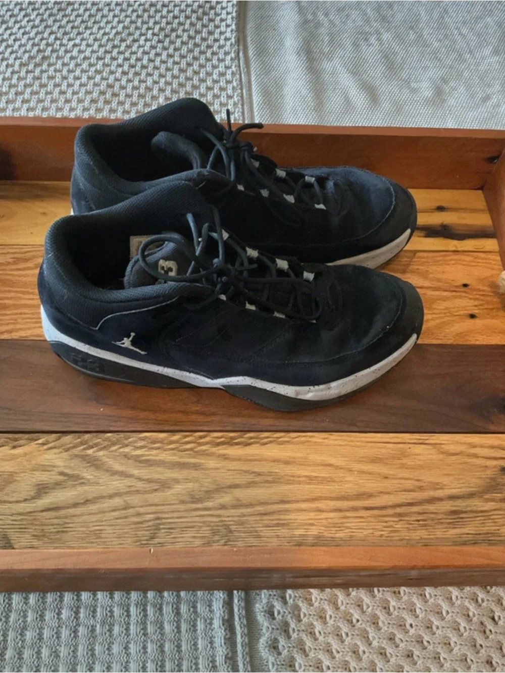 Jordan Men's Black and White Low-Top Athletic Shoes 11